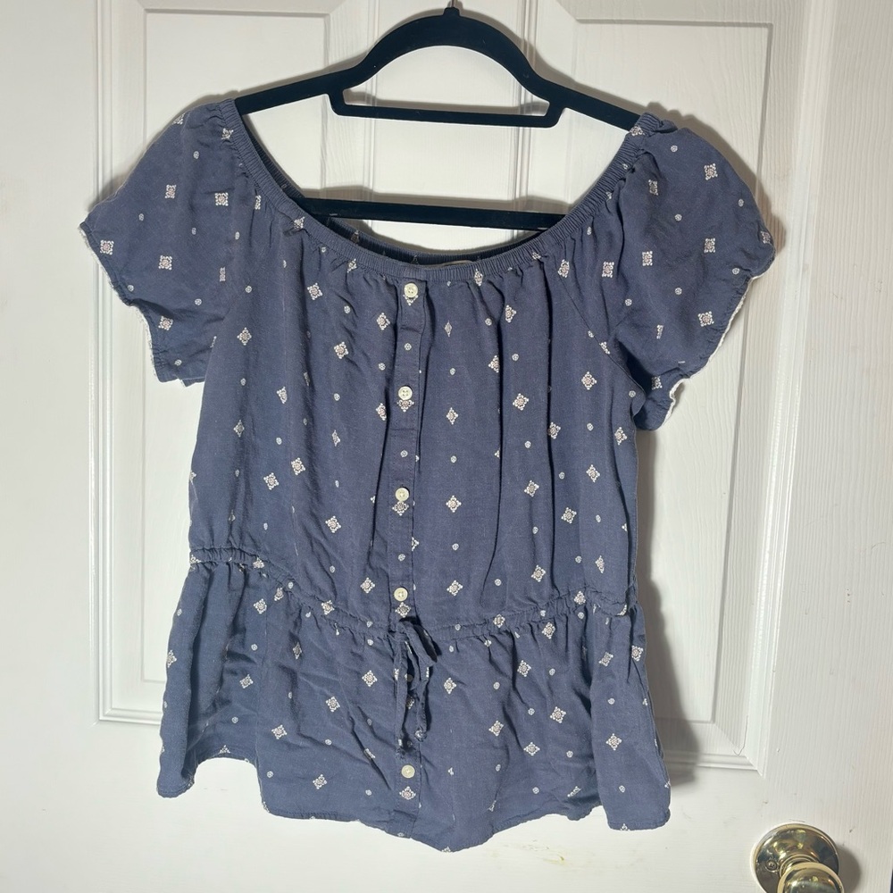 Abercrombie & Fitch Y2K Women's Blue Button-Up Top M